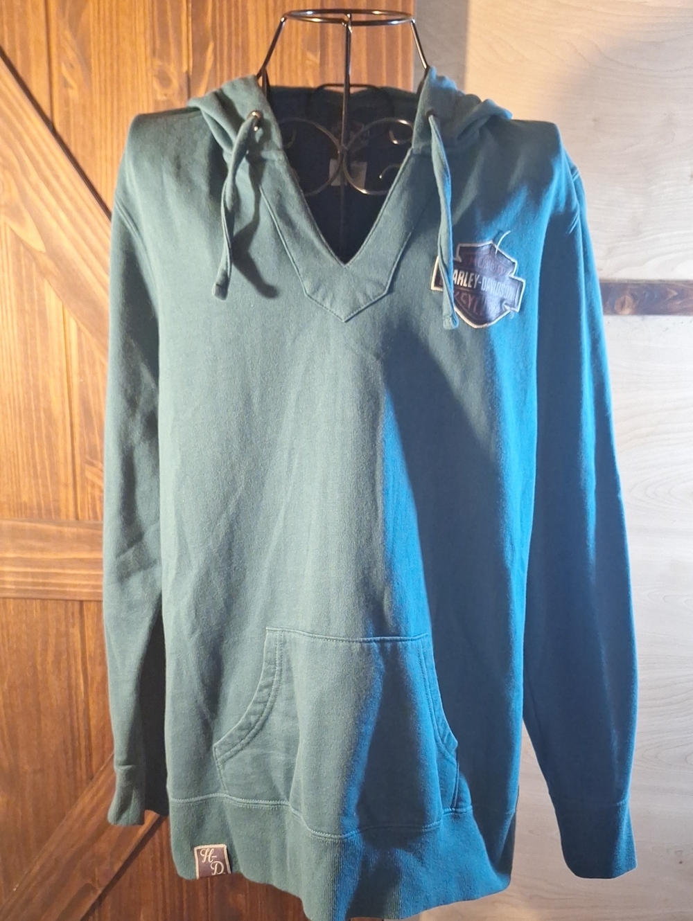 Harley-Davidson Teal V-Neck Hooded Pullover